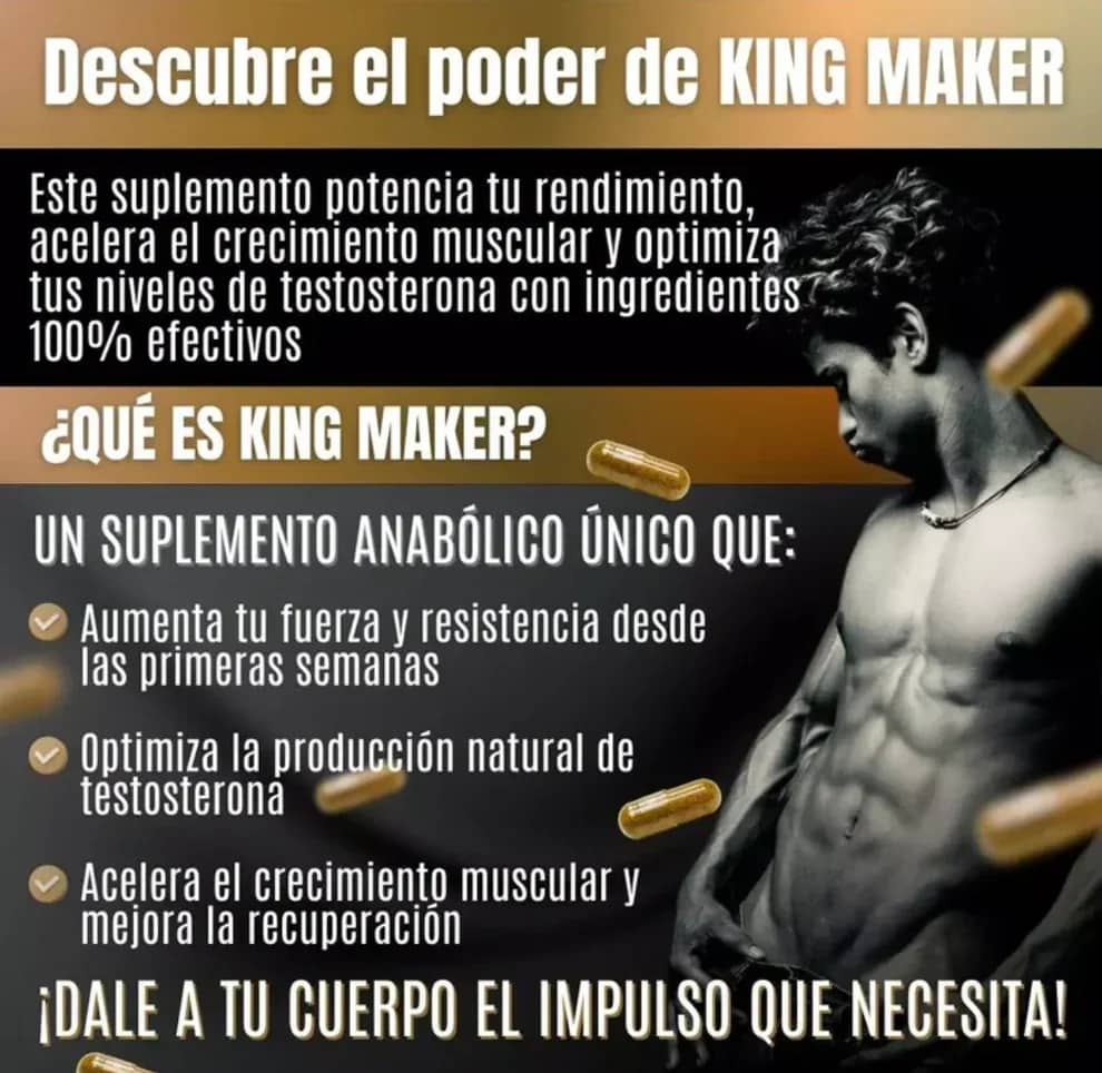 King Maker - Suplemento con Tongkat Ali, Turkesterona, Ecdisterona, Fadogia Agrestis, betarraga roja, maca negra y zinc (13 en 1)