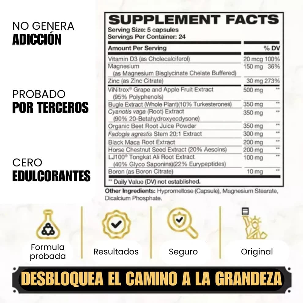 King Maker - Suplemento con Tongkat Ali, Turkesterona, Ecdisterona, Fadogia Agrestis, betarraga roja, maca negra y zinc (13 en 1)